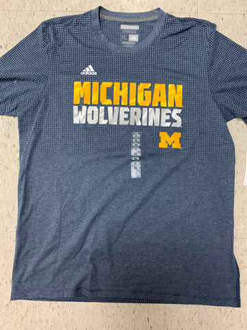 Michigan Wolverines Adult Adidas Aeroknit Blue Shirt (XL)