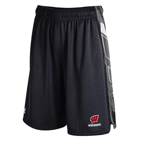 Wisconsin Badgers Under Armour Black Foundation Shorts - Dino's Sports Fan Shop