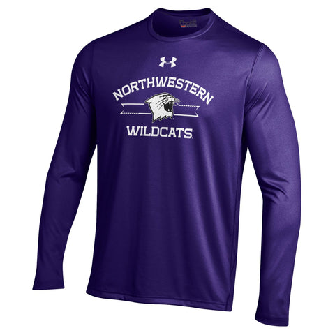 Northwestern Wildcats Under Armour Adult Purple HeatGear L/S Tech Tee