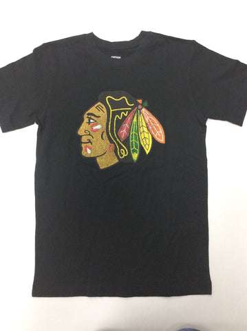 Chicago Blackhawks Reebok Black Indian Head Youth Shirt - Dino's Sports Fan Shop