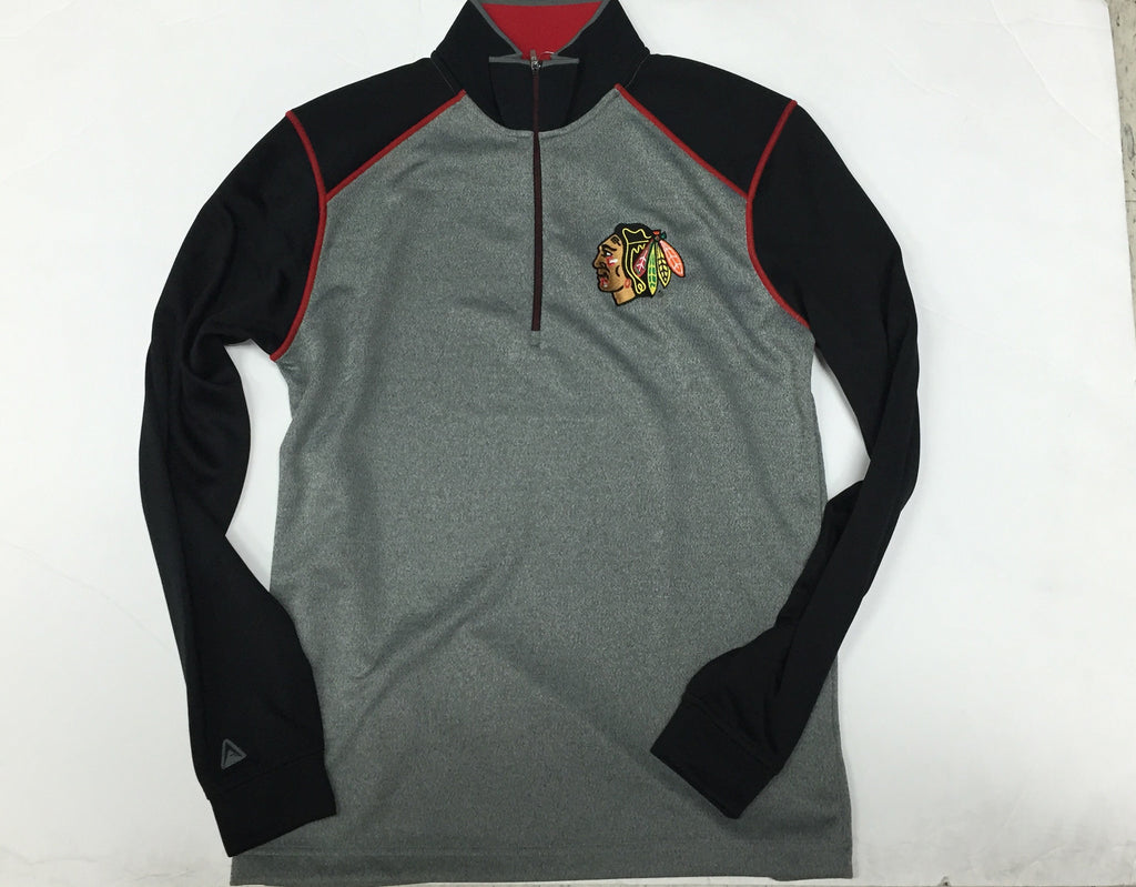 Men's Antigua Red/Gray Chicago Blackhawks Pace Quarter-Zip