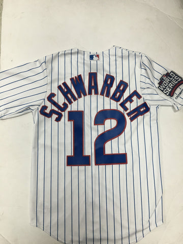 Kyle Schwarber #12 Chicago Cubs Majestic 2016 World Series Champions Patch White Men's Jersey