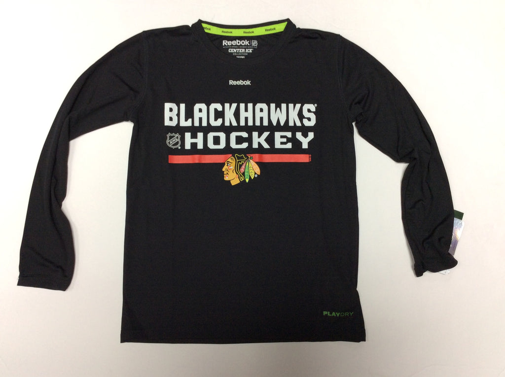 Reebok NHL Chicago Blackhawks Lace-Up Hoodie, Black, Adult Small