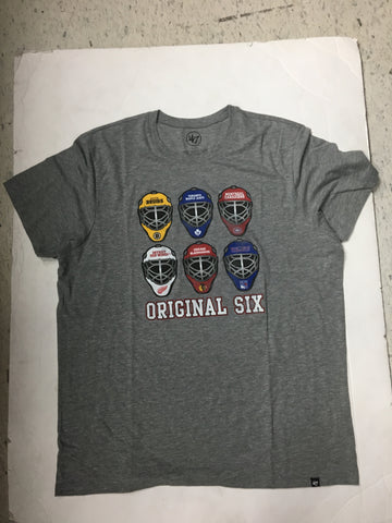 NHL Original Six Goalie Helmets 47 Brand T-Shirt