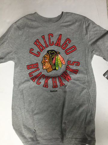 Chicago Blackhawks Reebok Gray Logo Youth Shirt - Dino's Sports Fan Shop