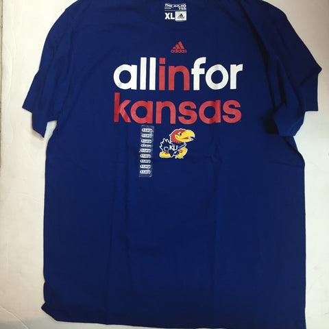 Kansas Jayhawks Adidas Blue All In Shirt - Dino's Sports Fan Shop