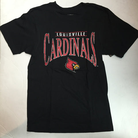 Louisville Cardinals Colosseum Black Distressed Adult Shirt - Dino's Sports Fan Shop