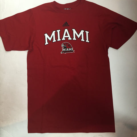 Miami Red Hawks Adidas Red Go-To Adult Shirt - Dino's Sports Fan Shop