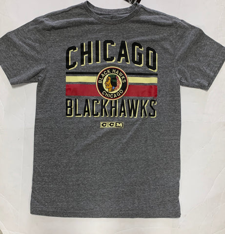 Chicago Blackhawks Adult CCM Old Logo Gray Shirt