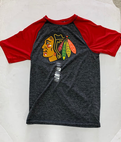 Chicago Blackhawks Hockey Adult Fanatics Gray Dri-Fit Logo Shirt