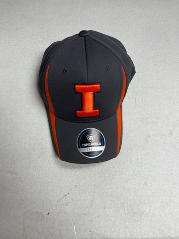 Illinois Adult Top Of The World Triumph One Fit Charcoal Hat