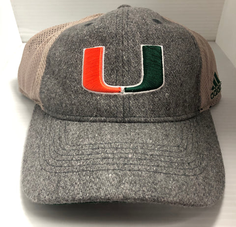 Miami (FL) Hurricanes Adidas Gray/White Mesh Adult Hat