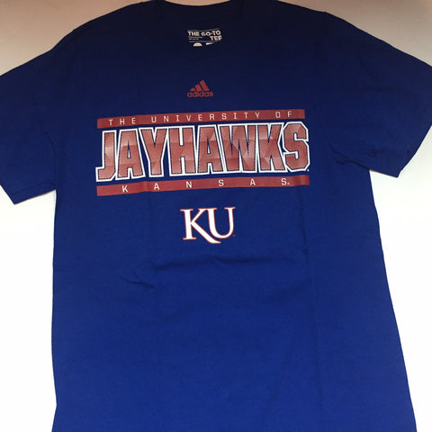 Kansas Jayhawks Adidas Go-To Adult Shirt - Dino's Sports Fan Shop