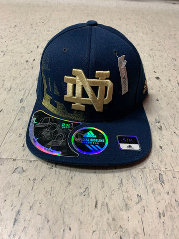Notre Dame Fighting Irish Adult Blue Visor Fitted Adidas Hat (S/M)