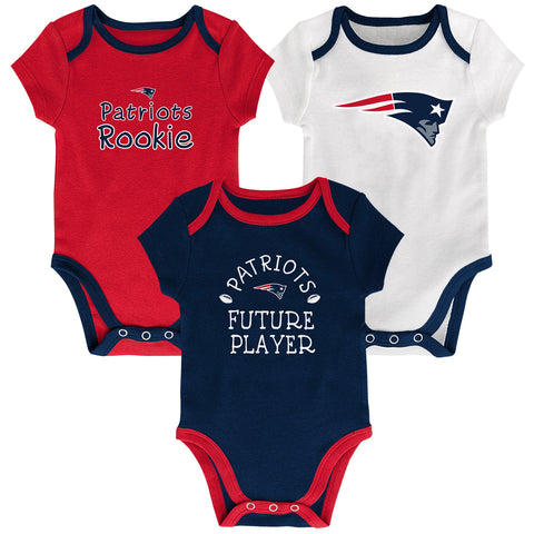 New England Patriots 3 piece creeper set sizes 0-3, 3-6, 6-9 months