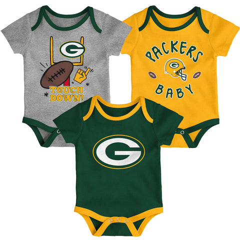 Green Bay Packers infant 3-piece creeper set sizes 0-3, 3-6 , 6-9 months