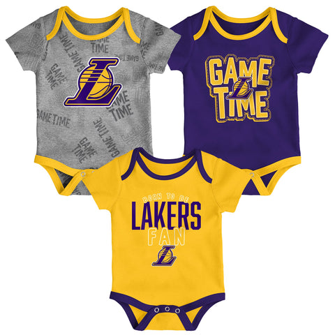 Los Angeles Lakers infant 3-piece creeper set sizes 0-3, 3-6, 6-9 months