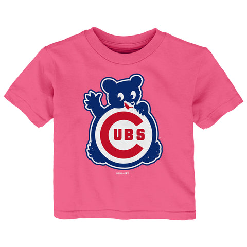 Chicago Cubs Majestic MLB Pink Bear Cub Girls Toddler Shirt