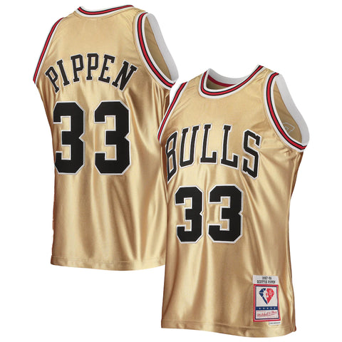 Scottie Pippen Adult Mitchell and Ness Chicago Bulls Gold Swingman NBA Jersey