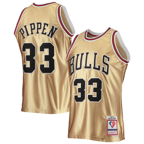 Scottie Pippen Adult Mitchell and Ness Chicago Bulls Gold Swingman NBA Jersey