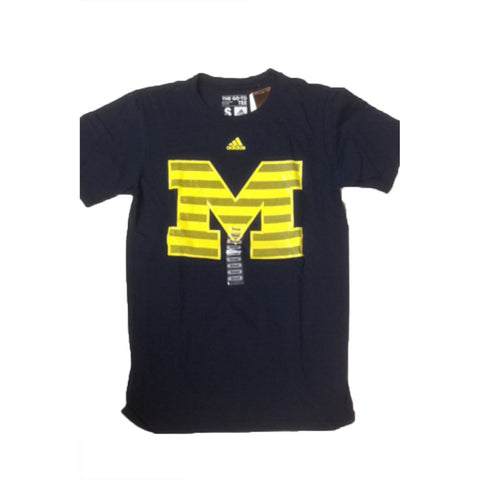 Michigan Wolverines Adidas Striped Logo Shirt - Dino's Sports Fan Shop