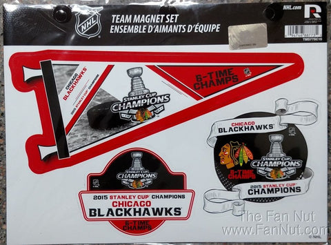 Chicago Blackhawks 2015 Stanley Cup Champions 6X Champs Magnets (3 in a Pack) - Dino's Sports Fan Shop
