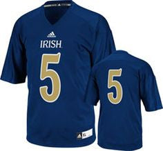 Notre Dame Fighting Irish #5 NCAA Adidas Navy Blue Adult Shamrock Football Jersey - Dino's Sports Fan Shop