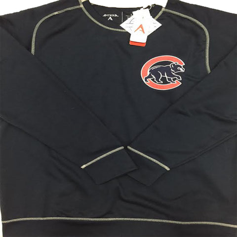Chicago Cubs Antigua Crew-neck Navy/Silver W/ Throwback Logo Adult - Dino's Sports Fan Shop