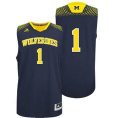 Michigan Wolverines #1 Adidas Navy Blue Adult 2014 March Madness Basketball Jersey - Dino's Sports Fan Shop