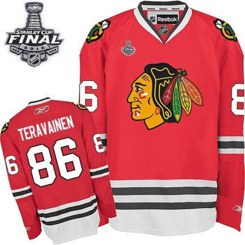 Teuvo Teravainen #86 Chicago Blackhawks Reebok Home Red Premier Jersey w/ 2015 Stanley Cup Patch - Dino's Sports Fan Shop