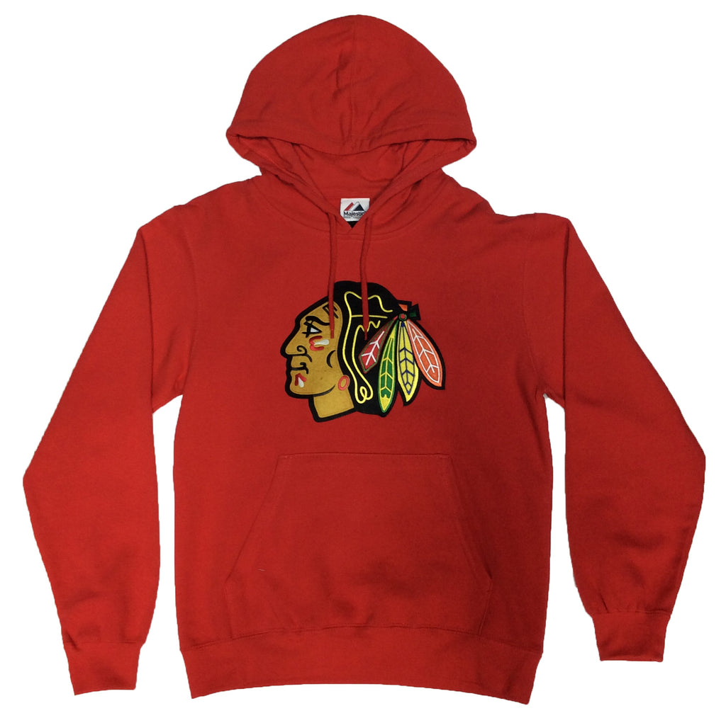 🔥 Chicago Blackhawks Majestic Red Hoodie Sweatshirt // Men's Large L // NHL