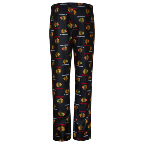 Chicago Blachawks NHL Youth Black Pajama Pants - Dino's Sports Fan Shop