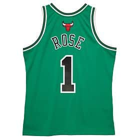 Derrick Rose Adult Chicago Bulls Mitchell and Ness Green with Black Letters and Numbers NBA Jersey