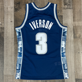 Georgetown Hoyas Allen Iverson #3 Adult Mitchell & Ness Blue Jersey