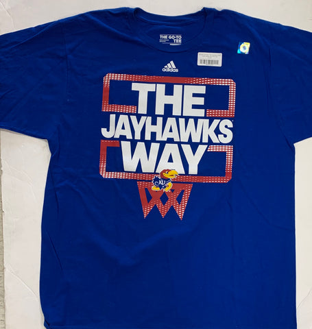Kansas Jayhawks "The Jayhawks Way" Adult Adidas Blue Shirt (XL)