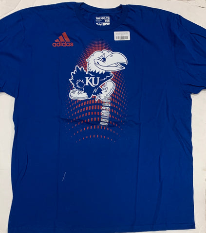 Kansas Jayhawks Adult Adidas The Go-To Tee Blue Shirt (XXL)