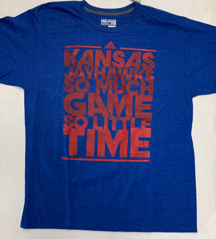 Kansas Jayhawks "So Much Game So Little Time" Adult Adidas Blue Shirt (XL)