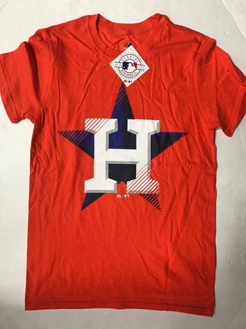 Houston Astros Adult Orange Slash And Dash Majestic T-Shirt