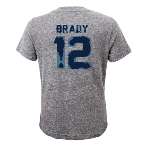 Tom Brady #12 New England Patriots NFL Youth Tri-Blend Gray Shirt - Dino's Sports Fan Shop - 1