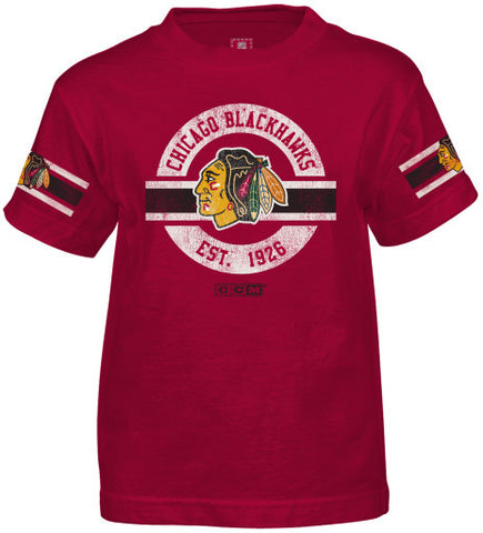 Chicago Blackhawks CCM Red Vintage Est. 1926 Youth Shirt - Dino's Sports Fan Shop