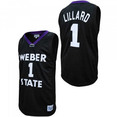 Retro Damian Lillard #1 Weber State Wildcats Brand Black Throwback Adult Jersey