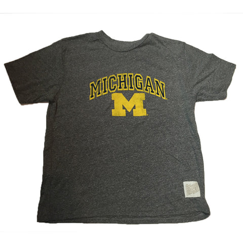 Michigan Wolverines Retro Brand Youth Streaky Gray Shirt