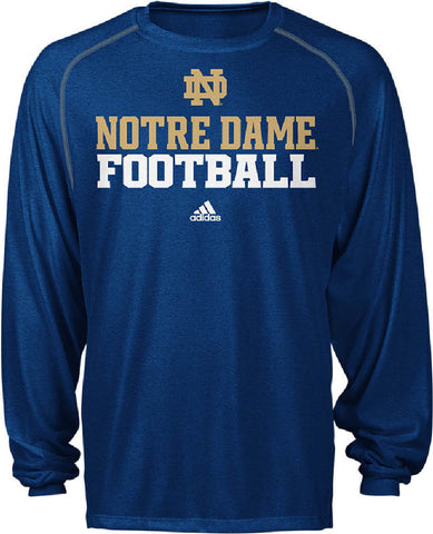Notre Dame Fighting Irish Adidas Blue ClimaLite Football L/S Shirt - Dino's Sports Fan Shop