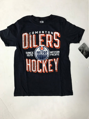 Edmonton Oilers Since 1979 Western Pacific Youth Navy NHL T-Shirt