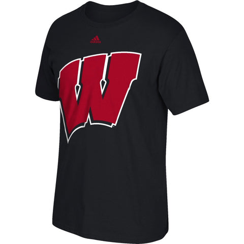 Wisconsin Badgers Adidas Giant Logo Black Go-To Tee - Dino's Sports Fan Shop