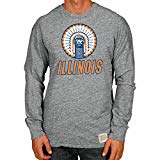 Retro Brand Illinois Fighting Illini Adult Chief Logo Long Sleeve Shirt Grey