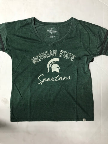 Michigan State Spartans Women Green Colosseum T-Shirt