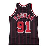 Dennis Rodman Adult Chicago Bulls NBA Black with Red Pinstripes Jersey