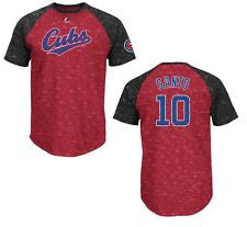 Ron Santo #10 Chicago Cubs Majestic Red & Black Raglan Adult Shirt - Dino's Sports Fan Shop
