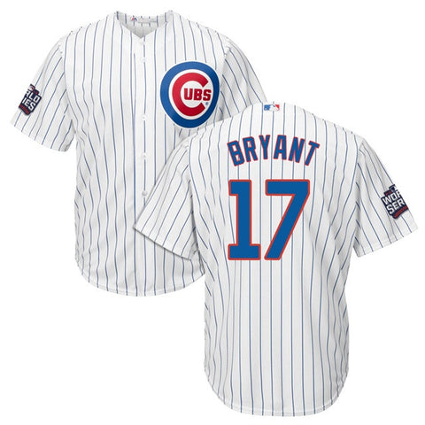 Kris Bryant #17 Chicago Cubs Majestic 2016 World Series Patch White Men's Jersey